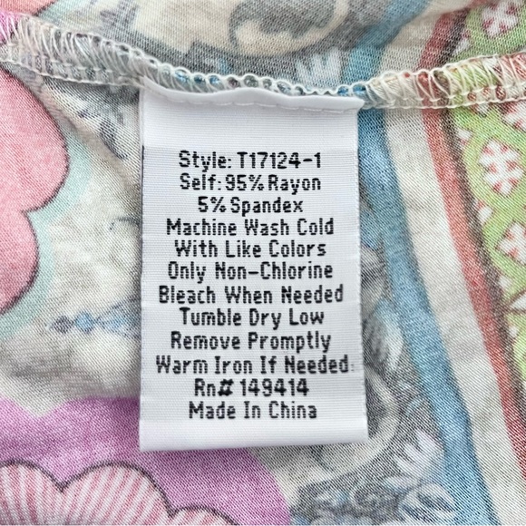 Johnny Was Janie Favorite Sketched Floral Bamboo Knit Jersey Tee Size Small - Picture 8 of 9